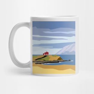 Lonely house standing on the shore, minimalism in nature Mug